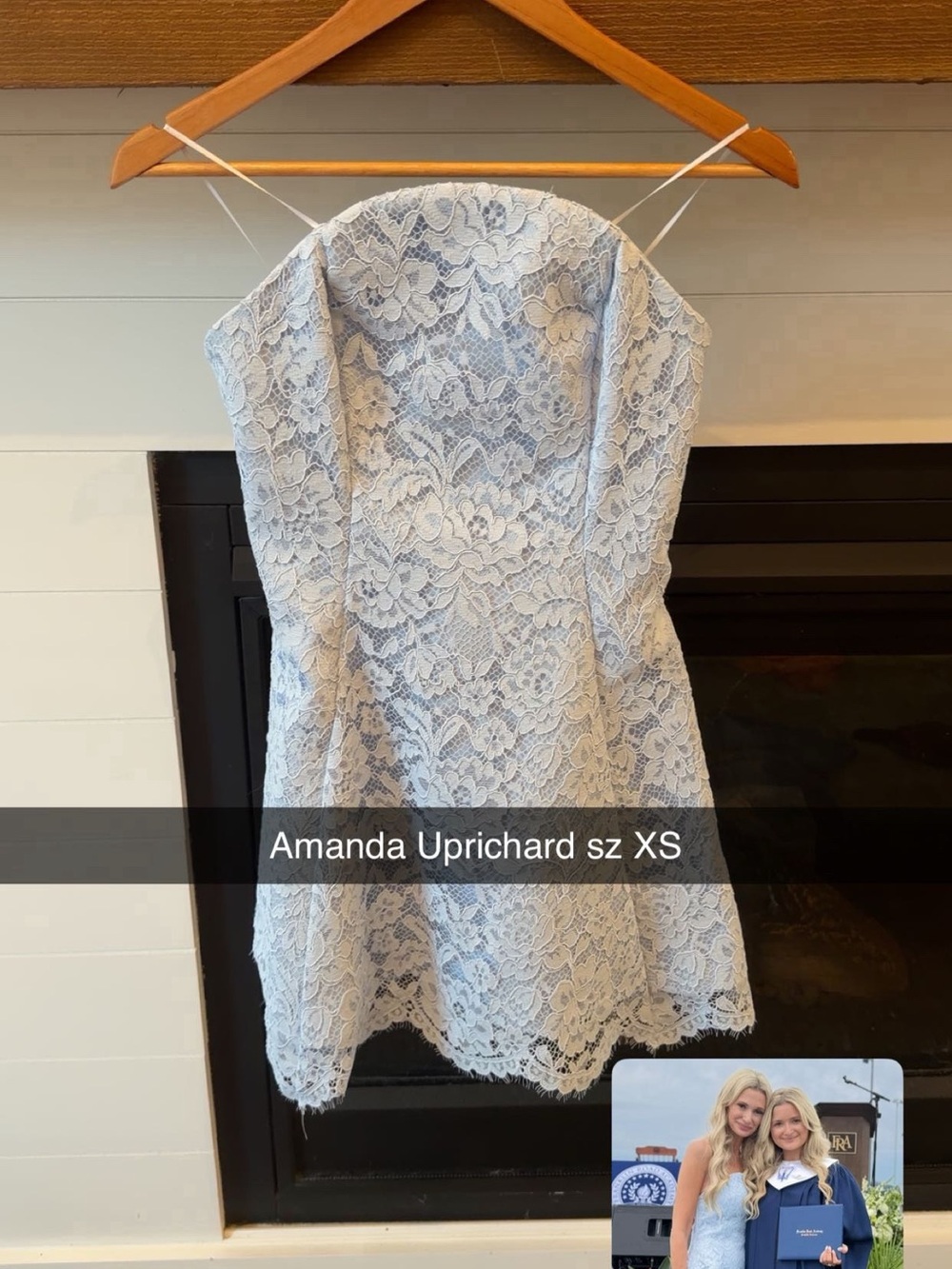 Amanda Uprichard Powder Blue Lace Romilly Strapless Mini Dress